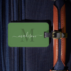 Varen Groene Kleur Aangepast Initiaal & Naam Bagagelabel