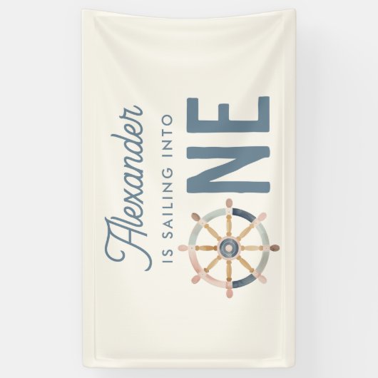 Varen in One Nautical First Birthday Kinder Spandoek (Verticaal)