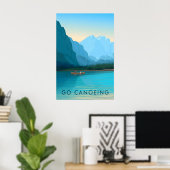 Varen met een kano Reisposter Poster (Thuiskantoor)