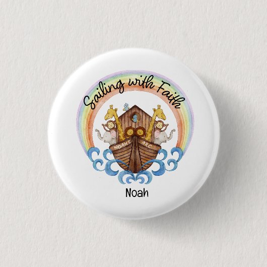 Varen met geloof - Noach's boog met dieren Ronde Button 3,2 Cm (Voorkant)