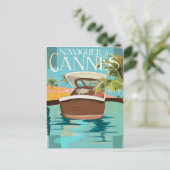 varen naar Cannes (zeilen naar) Vintage Reisposter Briefkaart (Staand voorkant)