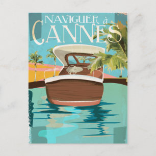 varen naar Cannes (zeilen naar) Vintage Reisposter Briefkaart