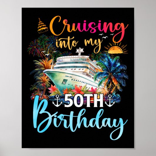 Varen naar mijn 50e verjaardag Familie Cruise 50 J Poster (Voorkant)