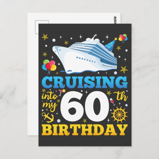 Varen naar mijn 60 verjaardagsfeestje briefkaart (Voorkant / Achterkant)