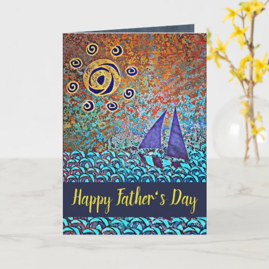 Varen op de Zee Vaderdag Kaart (Gele Bloem)