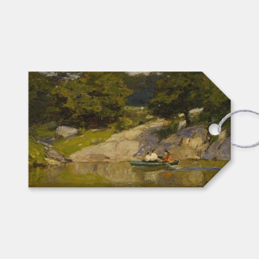Varen op een meer in Central Park (E.H. Potthast) Cadeaulabel (Voorkant (Horizontaal))