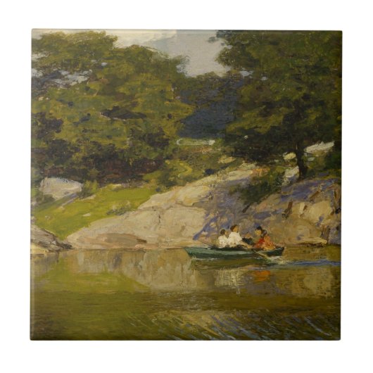 Varen op een meer in Central Park (E.H. Potthast) Tegeltje (Voorkant)