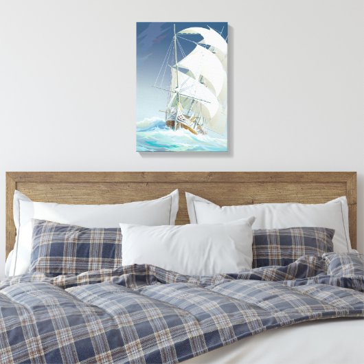 Varen op het Zee 2 Canvas Afdruk (Insitu (Slaapkamer))