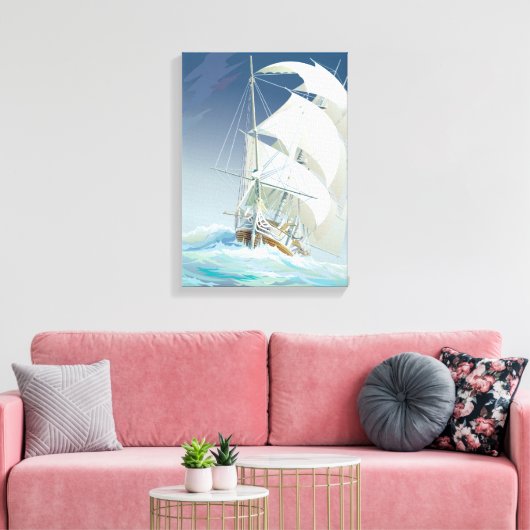 Varen op het Zee 2 Canvas Afdruk (Insitu (Woonkamer))