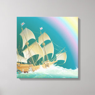 Varen op het Zee Rainbow Canvas Afdruk
