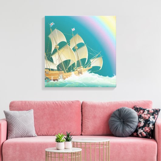 Varen op het Zee Rainbow Canvas Afdruk (Insitu (Woonkamer))