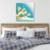 Varen op het Zee Rainbow Canvas Afdruk (Insitu (Slaapkamer))