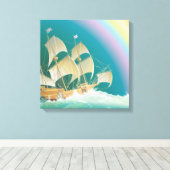 Varen op het Zee Rainbow Canvas Afdruk (Insitu (Houten vloer))