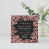 Varenblaadjes Frame Roze Goud Koper Zwart Glitters Kaart (Staand voorkant)