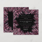 Varenblaadjes omlijst met kristallen bordeauxroze  kaart (Voorkant / Achterkant)