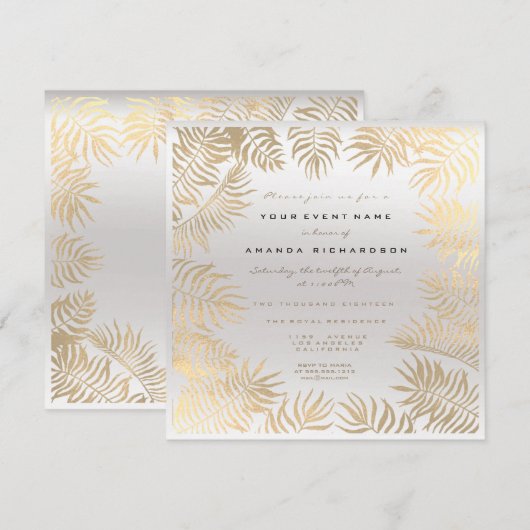 Varenblaadjes omlijst Sepia Goud Metaalachtig Zilv Kaart (Voorkant / Achterkant)