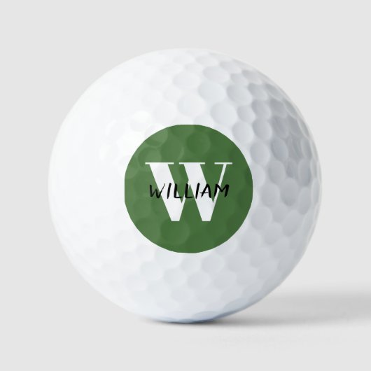 varenblad | Elegante zwarte naam en wit Initiaal Golfballen (Voorkant)