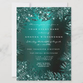 Varenbladeren omlijst met kristallen in aquatische kaart (Voorkant)