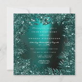 Varenbladeren omlijst met kristallen in teal aquat kaart (Voorkant)