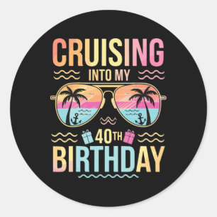 Varend naar mijn 40e verjaardag Tropische zonsonde Ronde Sticker