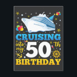 Varend naar mijn 50 verjaardagsfeestje briefkaart<br><div class="desc">Varend naar mijn 50e verjaardagsfeestje 50e verjaardag Grappig ontwerp Cadeau Standaard ansichtkaart Klassieke Collectie.</div>