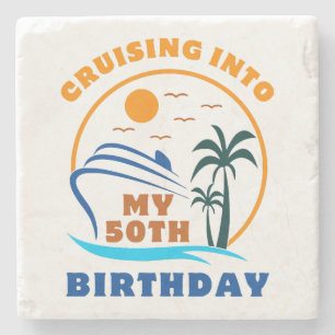 Varend naar mijn 50e verjaardag boot stenen onderzetter