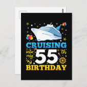 Varend naar mijn 55 verjaardagsfeestje briefkaart (Voorkant / Achterkant)