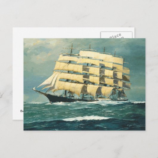 Varend schip Preussen op zee Briefkaart (Voorkant / Achterkant)