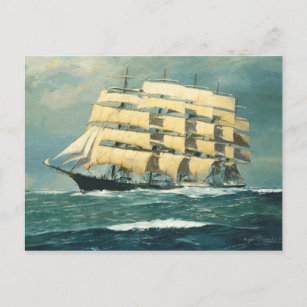 Varend schip Preussen op zee Briefkaart