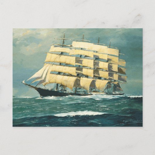 Varend schip Preussen op zee Briefkaart (Voorkant)