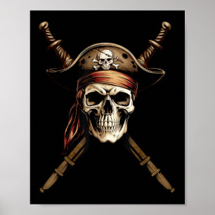 Varende kapitein Piraat Vlag Schedel Kruisbeendere Poster