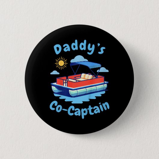 Varende Papa's Co-capitein Pontonboot Kind Vader Ronde Button 5,7 Cm (Voorkant)
