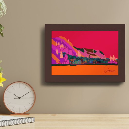 Varenna bij nacht Comomeer Italië Illustratie Poster