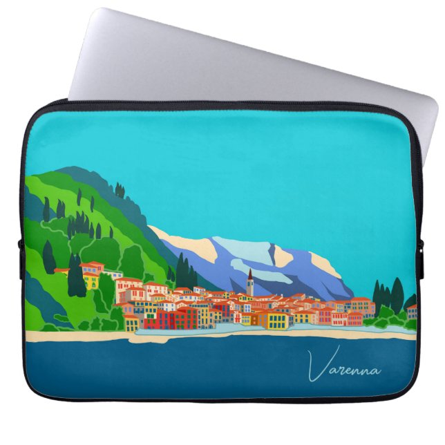 Varenna Como Italy Illustration Travel Laptop Sleeve (Voorkant)