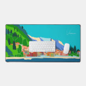 Varenna Comomeer Italië Illustratie Reizen Bureaumat (Keyboard & Muis)