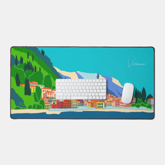 Varenna Comomeer Italië Illustratie Reizen Bureaumat (Keyboard & Muis)