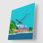 Varenna Comomeer Italië Illustratie Reizen Vierkante Klok (Hoek)