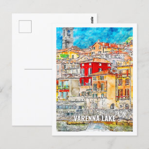 Varenna Lake Como Italië Beroemde reis Waterverf Briefkaart