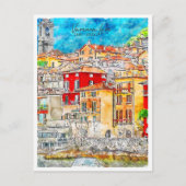 Varenna Lake Como Italië vintage reizen waterverf Briefkaart (Voorkant)