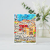 Varenna Lake Como Italië vintage reizen waterverf Briefkaart (Staand voorkant)