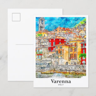 Varenna Lecco Italië Reizen Waterverf Hand geteken Briefkaart