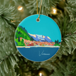 Varenna Meer van Como Italië Illustratie Reizen Keramisch Ornament