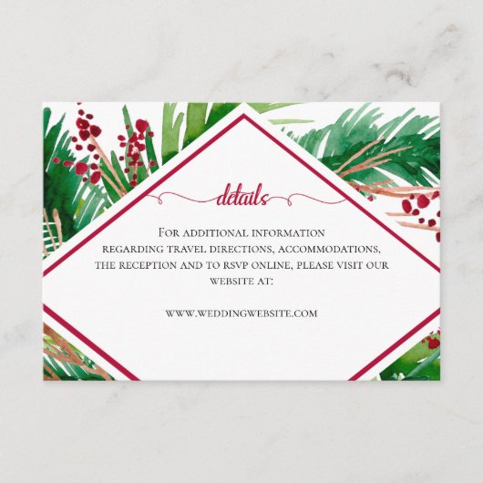 Varens en bessen Winter bruiloft Informatiekaartje (Voorkant)