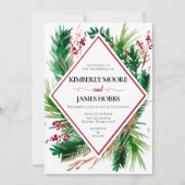 Varens en bessen Winter bruiloft Kaart (Voorkant)