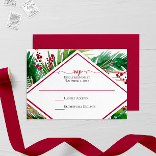 Varens en bessen Winter bruiloft RSVP-kaart RSVP Kaartje