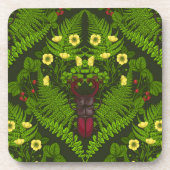 Varens en halskevers, groene bladeren bier onderzetter (Voorkant)