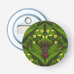Varens en halskevers, groene bladeren button flesopener