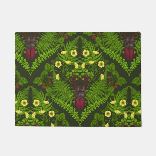 Varens en halskevers, groene bladeren deurmat (Voorkant)