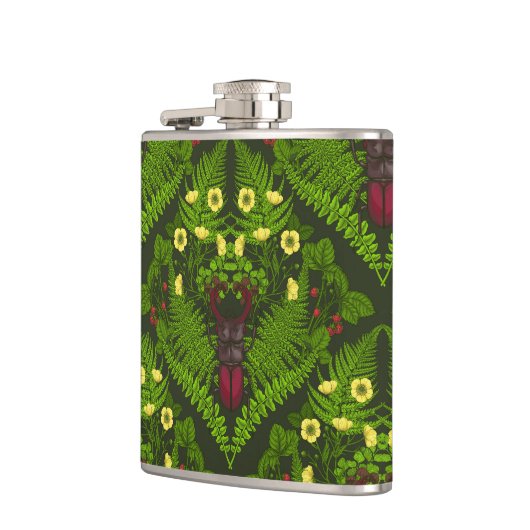 Varens en halskevers, groene bladeren heupfles (Links)