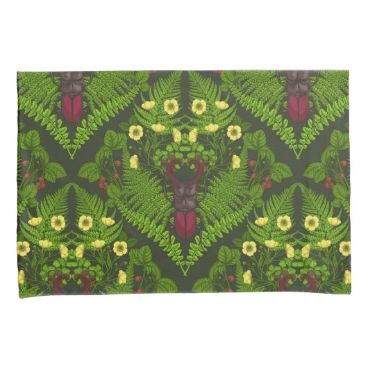 Varens en halskevers, groene bladeren kussensloop (Voorkant-Rechts)